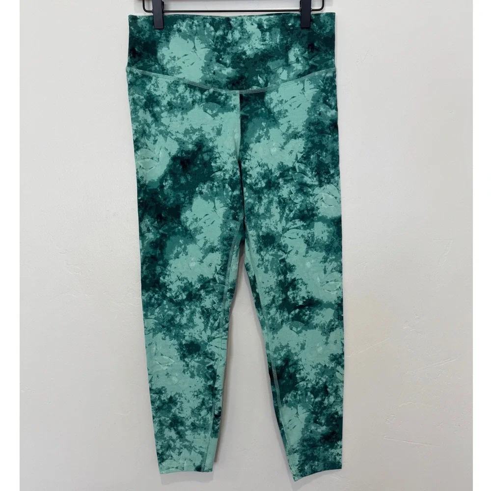 Old Navy Active PowerChill Green Tie Dye Leggings and Sports Bra Set Womens L